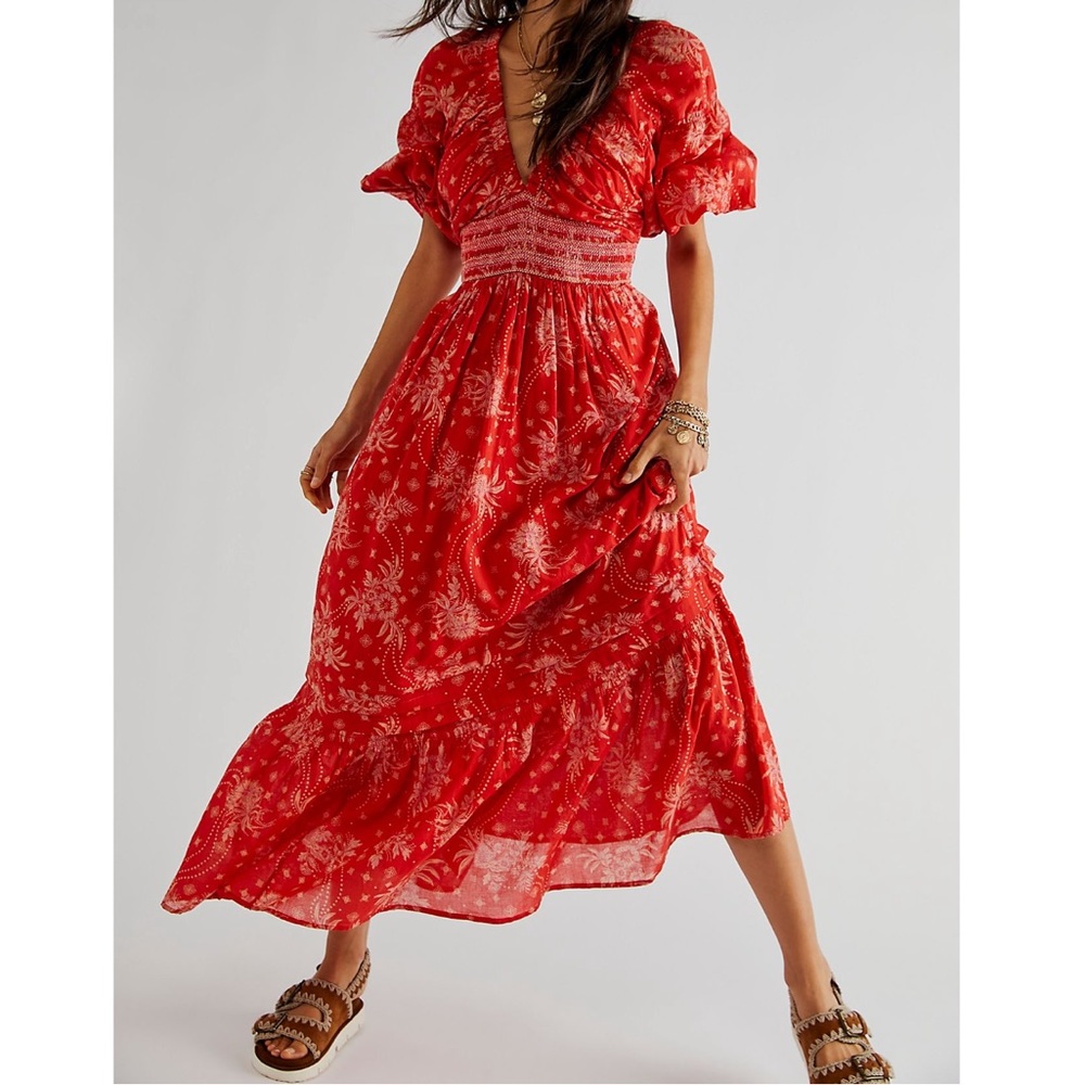 Free People Orange Floral Dress